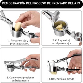 Prensa de Ajos, Exprimidor de Ajos Profesional, 3 en 1 Fáciles de Apretar y Limpiar, Ergonómico, Herramienta de Cocina para Hogar