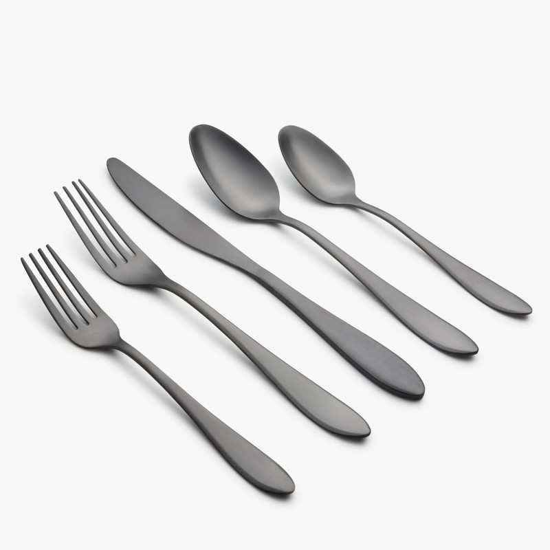 Cambridge 5017V2HCWA47 Delia Black Satin 6-Piece Flatware Set, Service for
