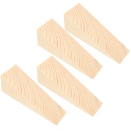DAWRIS 4 Pcs Wooden Door Stop Stopper, Solid Non-Slip Firefighter Doorstop, Shims Triangle Wood Block Security Door Stopper Fit for Bottom of Door On Tile, Concrete, Carpet, Wooden Floor