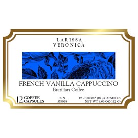 French Vanilla Cappuccino Brazilian Coffee (Single Serve K-Cup Pods) (Gourmet, Naturally Flavored, Whole Coffee Beans) (12 pods, ZIN: 578098)