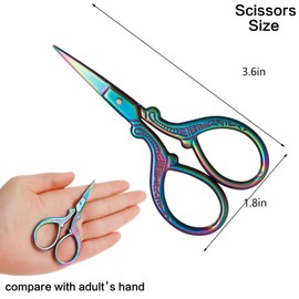 Chutoral 3 Pcs Small Fabric Scissors, Multi-Colour Rainbow Embroidery Scissors Stainless Steel Cross Stitch Sewing Scissors for Embroidery, Craft, Needle Work, Art Work & Everyday Use