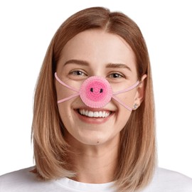 FunisFun Crochet Nose Warmer for Winter Cute Animal Shape Nose Cover for Men Women Cold Weather Outdoor Activities Prank Gag Gift (Pink)