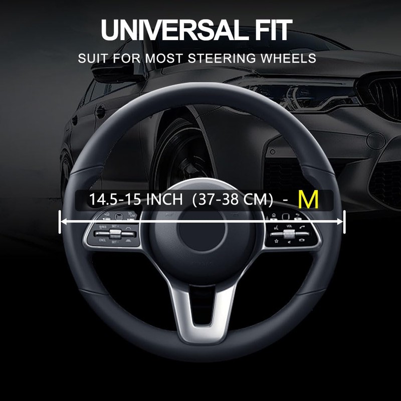 Leather Car Steering Wheel Cover, Non-Slip Car Wheel Cover Protector