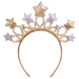 iwiio Star Headband, Christmas Headband Kids, Crown Headband, Star Christmas Hairband, Happy New Year Headband, Glitter Star Christmas Headwear for Holiday Party Festival Accessories