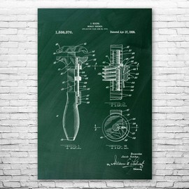 Monkey Wrench Poster Print, Mechanic Gifts, Plumbing Art, Plumber Gift, Handyman Gift, Shop Class Art, Wrench Blueprint Green Chalkboard (20 inch x 24 inch)