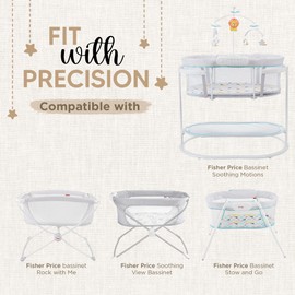 Bassinet Fitted Sheets - Compatible with Fisher Price Bassinet Soothing Motions, Stow & Go, Rock with Me & Soothing View Bassinet | 100% Organic Jersey Cotton - Light Blue + Dark Blue | 32x16 2 Pack