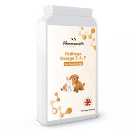 PetMega- Omega 369 for Pet- Omega Fish Oil for Dogs and Cats - 1000mg 120 Capsules - Daily Omega 3 6 9 Supplement for Pets - UK Manufactured to GMP Standards