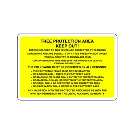 Safety First Display LTD Tree protection area keep out sign - 1.2mm Rigid plastic for indoor/outdoor usage (300mm x 200mm) Viewing Distance within 7m.