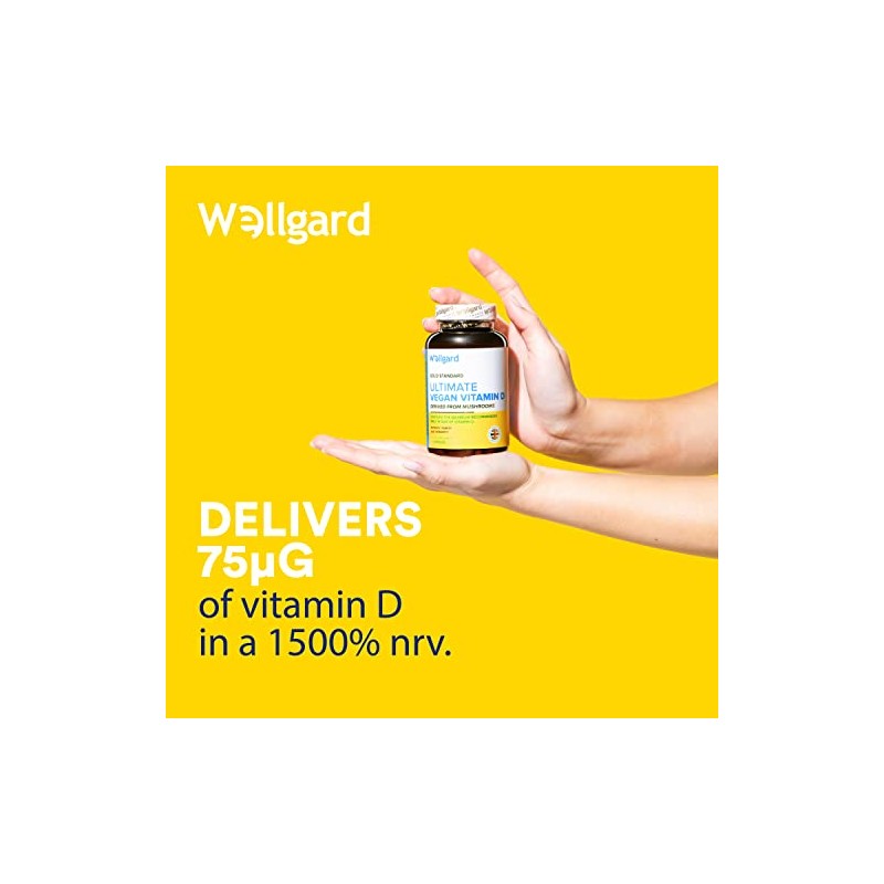 Vegan Vitamin D3 High Strength 3000 IU Capsules by Wellgard,