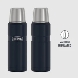THERMOS Stainless King Botella compacta aislada al aspiradora, 16 onzas, azul medianoche