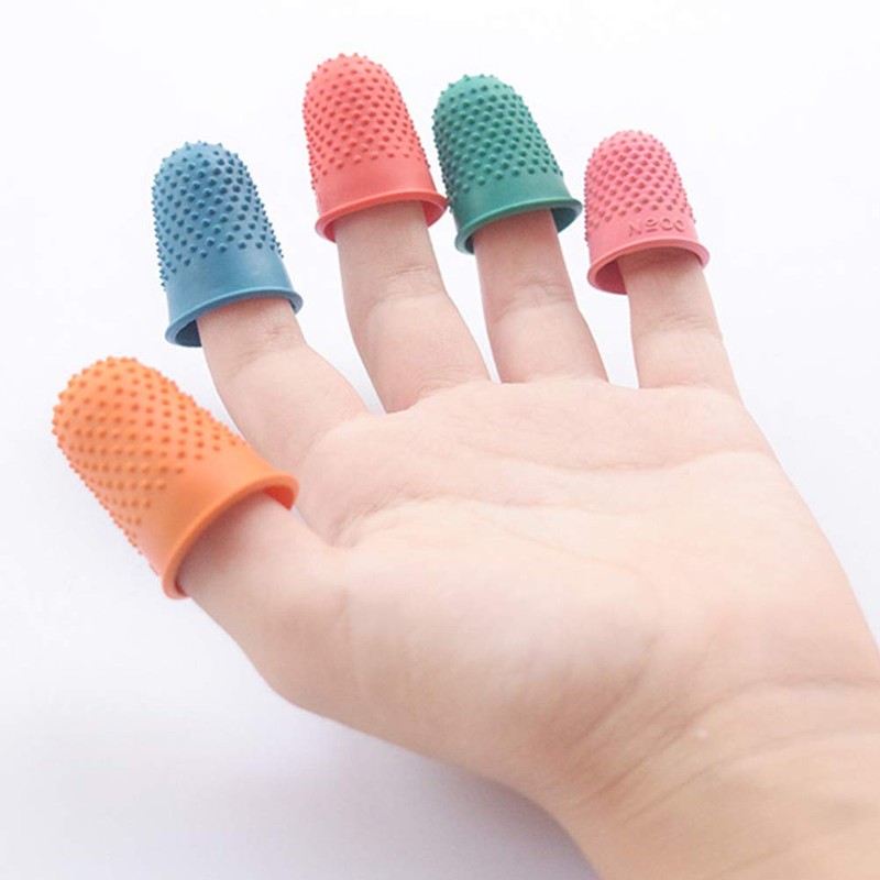 QLING 5 Pcs Blue Rubber Thimble Anti Slip Flexible Thimble