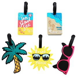Mziart Cute Luggage Tags for Women Men, Summer Beach Bag Tags Unique Travel Baggage Tags Suitcase Identifier Labels, Set of 5
