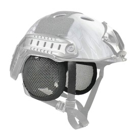 Tactical Airsoft Military Paintball Metal Mesh Side Cover with Ear Protection for FAST Helmet (Not including helmet)