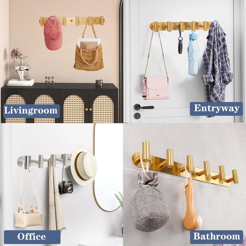 Vanloory Coat Hook Rack, Wall Mounted Coat Rack with 6