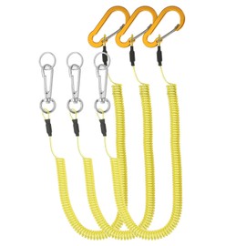 PATIKIL 3pcs Retractable Spring Coil Straps, 6" Spiral Stretchy Safety Lanyard Cord with Aluminium Rotatable Clip for Fishing Kayak Climbing Boating Pliers, Yellow