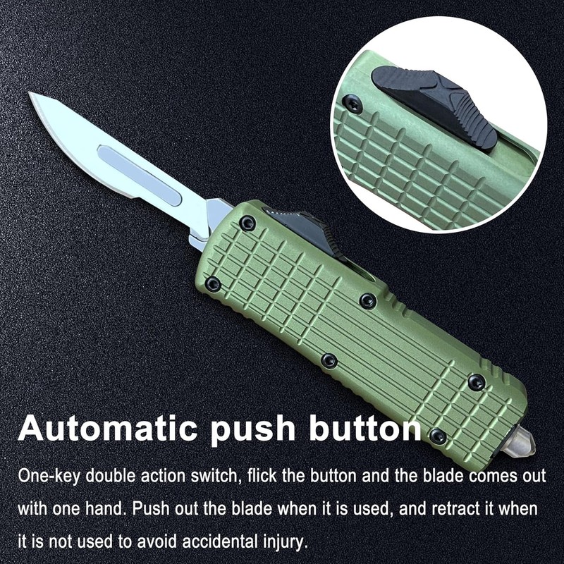 Automatic Utility Knife Push Button, EDC Pocket Boxcutters With Clip,