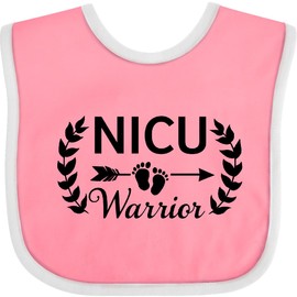 inktastic NICU Warrior with Arrow and Baby Footprints Baby Bib Pink and White 37d7b