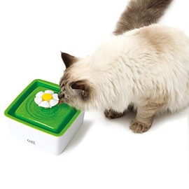 Gex Catit Flower Fountain Mini, Selectable Water Flow, Includes 1 Replacement Filter, Filtered Water Supply for Cats, 0.4 gal (1.5 L)