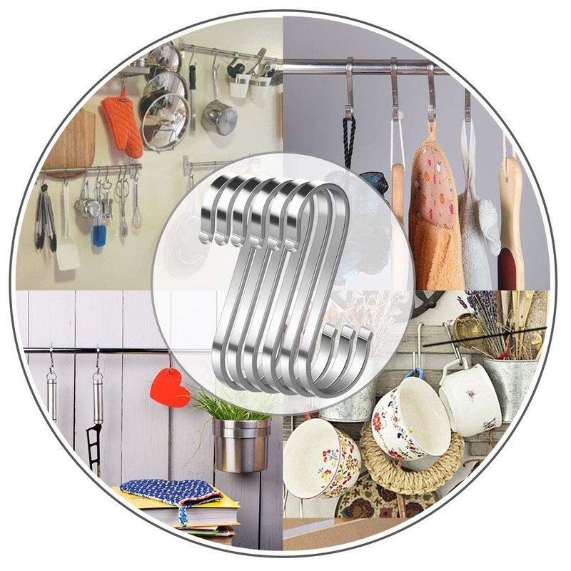 WEERSTONE Pack of 16 S Hooks Stainless Steel S-shaped Hooks