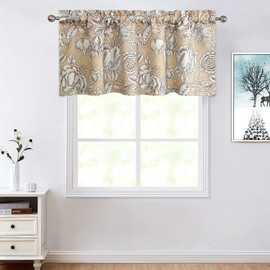 Leeva Floral Valance Curtains for Living Room, 1 Panel Vintage Style Light Filtering Curtain Valances Rod Pocket Window Treatment for Guest Room, L18xW52