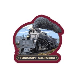 Die Cut Sticker Tehachapi, California, Steam Locomotive, Contour Vinyl Sticker 1 to 3 inches (Waterproof Decal for Cars, Water Bottles, Laptops, Coolers), Small