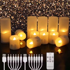 Rechargeable LED Candles with Remote & Timer – Flameless Warm White Tea Lights for Wedding, Home and Garden Decor