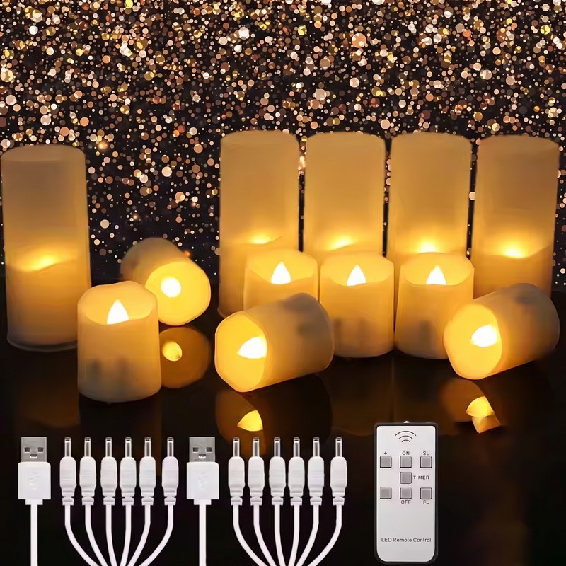Rechargeable LED Candles with Remote & Timer – Flameless Warm
