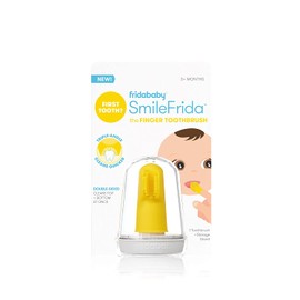 Baby's First Toothbrush with Case, Silicone, BPA-Free - SmileFrida the Finger Toothbrush by Fridababy, cleans teeth and gums with double-sided brush for babies 3 months and up