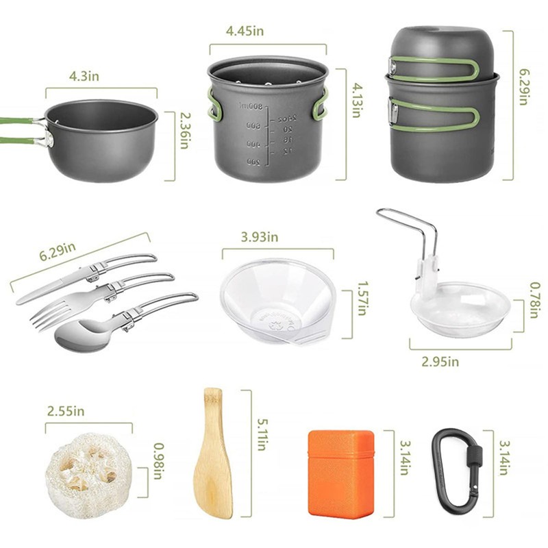 Camping Hiking Cookware Set Outdoor Portable Picnic Cookware Kit Alumina