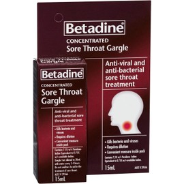Betadine Sore Throat Gargle Concentrated - Kills bacteria that may cause a sore throat, 15mL