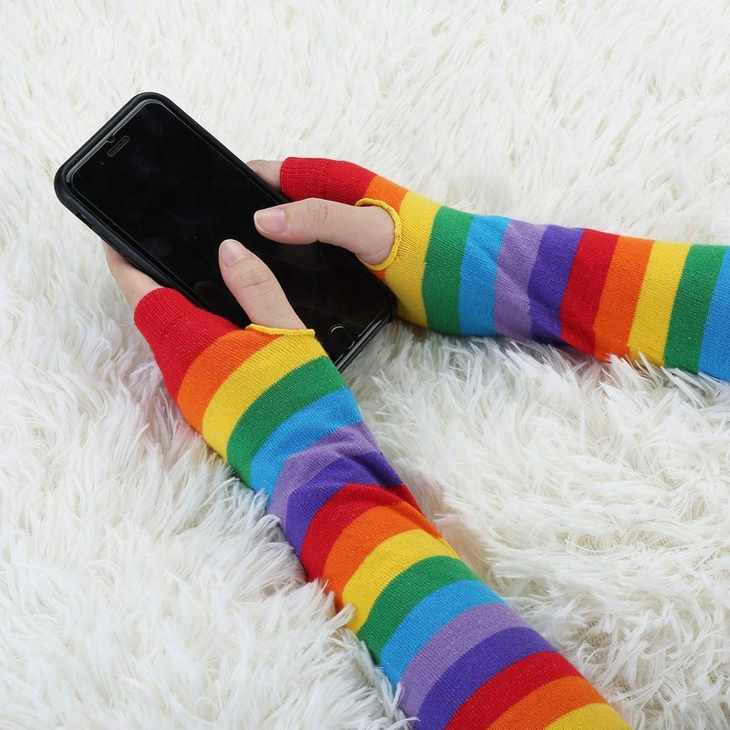 sourcing map Women's Arm Warmers Winter Knitted Cold Elbow Long