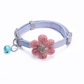 Light Blue Cat Collar, Small Dog Collar, Cute Flower Collar, Removable Bell for Cats, Collar for Dogs, No Cat Collar Bell, 0.4 inches (1 cm), Width 0.4 inches (1 cm), Safe and Secure, Width 0.4 - 12.6