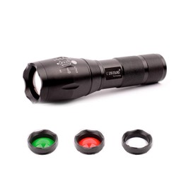 LlysColors 5 Mode Zoomable Torch Red / Green / White Light LED Torch with Magnet for Outdoor, Camping, Night Fishing, Night Riding, Emergencies (Multicoloured with Magnet)