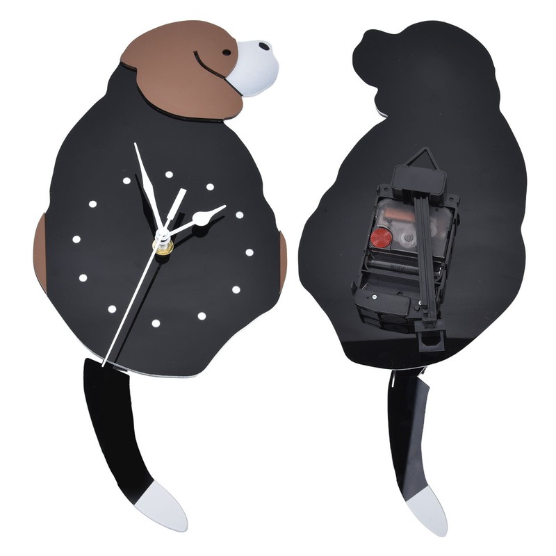 Wall Clock Self Adhesive Waterproof 3D Effect Silent Movement Dog
