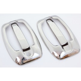 Phil Trade 2 x Chrome Door Handles with Frame Stainless Steel Trims