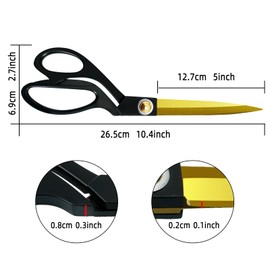 OIIJIOK Sewing Scissors for Fabric Cutting,Fabric Scissors All Purpose Heavy Duty,Professional Sharp Sewing Shears for Home,Office,Artists or DIY(10.5 Inch)