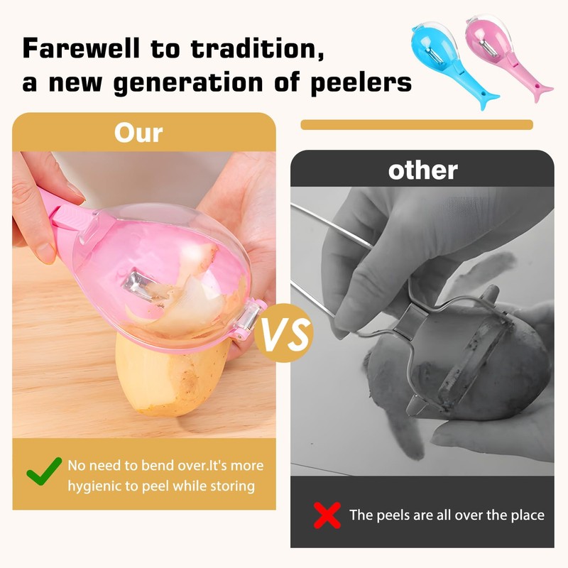 2PCS Peeling Knife with Storage Box, Fruit And Vegetable Peeler