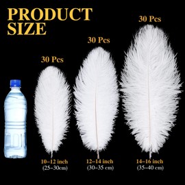Maitys Maitys 90 Pcs Large Natural Ostrich Feathers Bulk 14-16 Inch (35-40cm) 12-14 Inch (30-35cm) 10-12 Inch (25-30cm) Ostrich Feathers Plumes for Centerpieces Wedding(White)