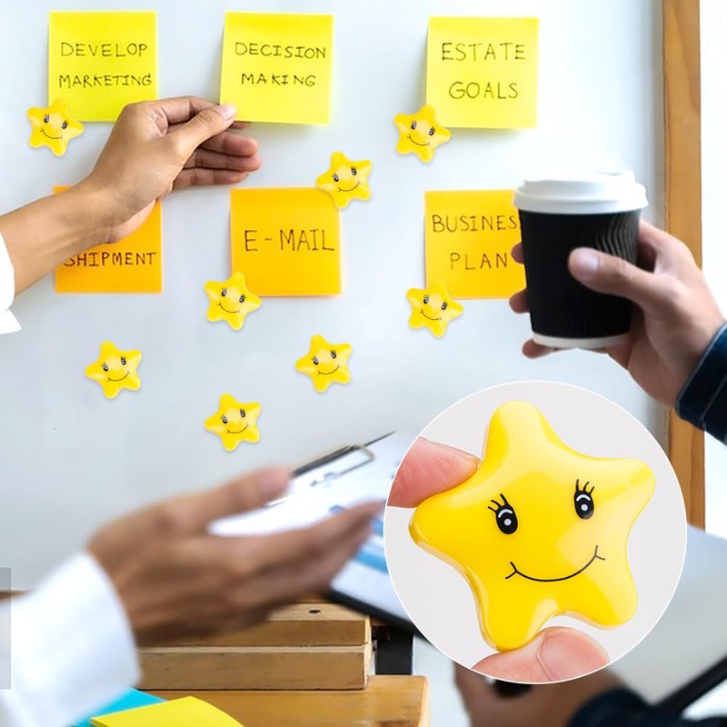 Vanki Refrigerator Magnet Presentation Whiteboard Magnetic Button Star Shape Smile