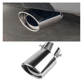 Stainless Steel Car Exhaust Tip, 2.5" to 3.3" Adjustable Chrome-Plated Finish Exhaust Tailpipe, Car Exhaust Pipe Modification Tail Throat Tail Pipe, Fit for Most Cars (Bending, Silver)