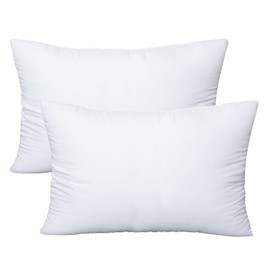 OKBA Throw Pillows Insert set of 2, with 100% Cotton Cover, Bed and Couch - Indoor hotel Decorative Pillows, 12x20 in White Pillows Inserts