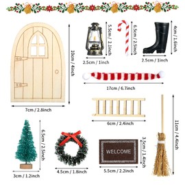 GWHOLE Fairy Door Elf Door Tooth Fairy Door Kit Christmas Miniature Wooden Fairy Doors Christmas Accessories Mini Elf Door for Wall Entry for Fairies Christmas Magic Decoration