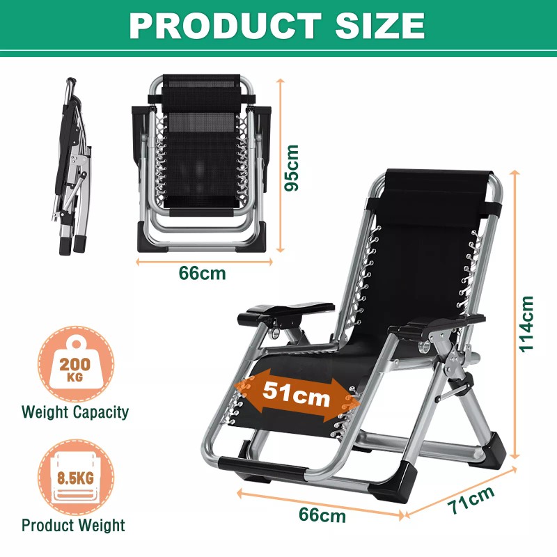 ABORON Zero Gravity Lounge Chair Recliner Folding Patio Lawn Chaise