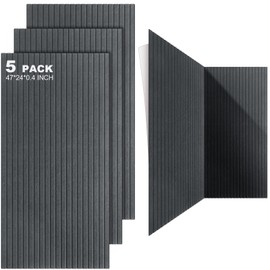 Woanger 5 Pack Large Acoustic Panels 47x24x0.4 Inch Sound Dampening Panels Self-Adhesive Noise Absorbing Panel Sound Proof Wall Panel for Echo Absorption for Home Studio Office Game Room(Gray)