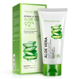 BIOAQUA 92% Aloe Vera Foam Cleanser - Refresh & Moisture Aloe Vera 92% Cleanser. Shrink Pores & Oil Control Deep Cleaning Face Cleanser.(100g)