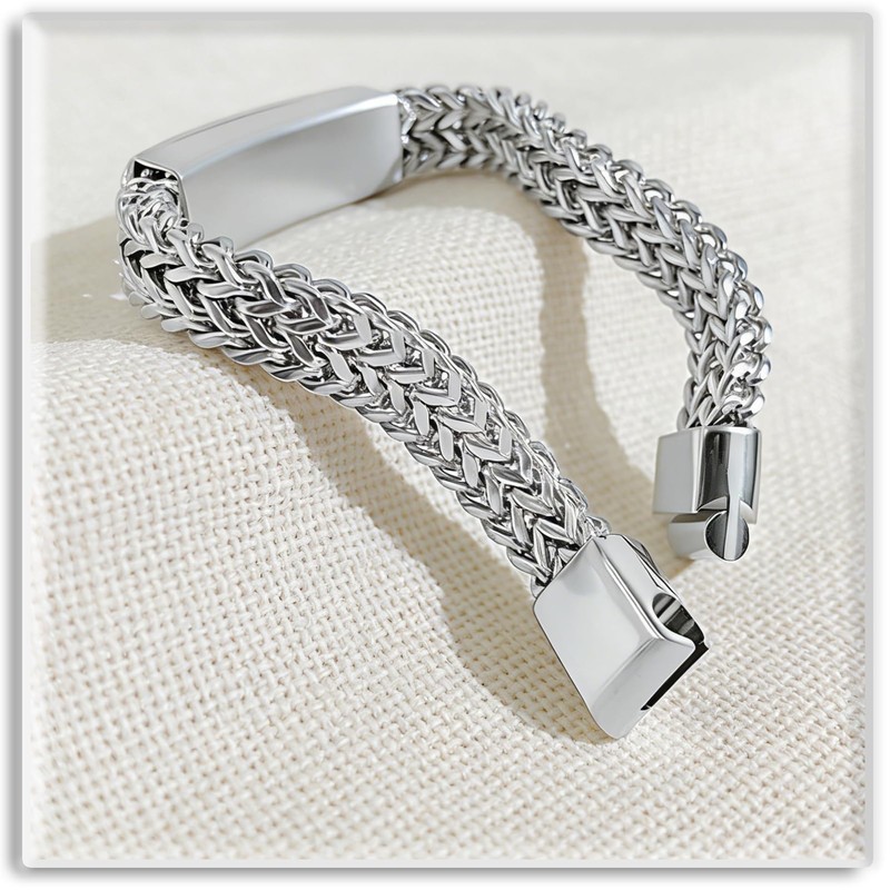 Xusamss Mens Cuban Link Bracelet Stainless Steel Double Layer Chain