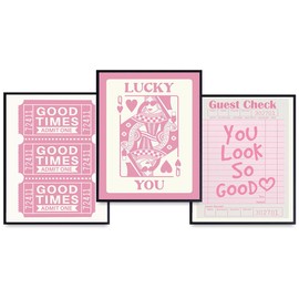 Trendy Wall Decor for Women - positive Quotes Inspirational Girls Room Decor - Pink 80s Teen Bedroom Print Gallery Wall Art - Motivational Art - Cute Aesthetic Room Picture - Chic Retro Artwork