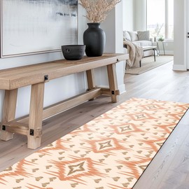 Runner Rug for Kitchen Living Room Hallway Hall Bathroom Laundry Mat Long Bedroom Bedside Carpet House Decor Home Essentials Accessories Nursery Minimalist Organic Modern Abstract 2x7 ft Light Orange