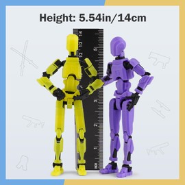 Nemoro Pre-Assembly 3D Printed 5.54'' Stick Robo 13 Action Figure, Multi-Jointed Titan13, Articulated T13 Desktop Decoration,12 in 1 d13 Accessories Best Birthday Festival Gift