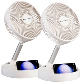 PEARL Kleinraum-Ventilator: 2er-Set 2in1-Akku-Tisch- & Standventil., ausziehb. bis 1 m, 8,5h (Teleskop-Standventilatoren, Tischventilator)